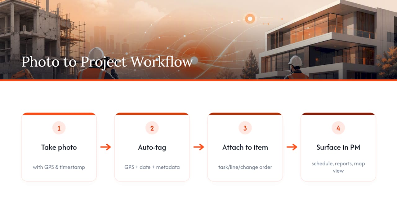 Photo documentation workflow from capture to project report